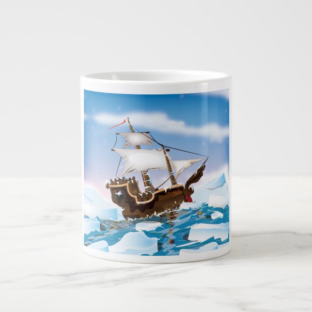Ice Breaker Ship Large Coffee Mug (Front)