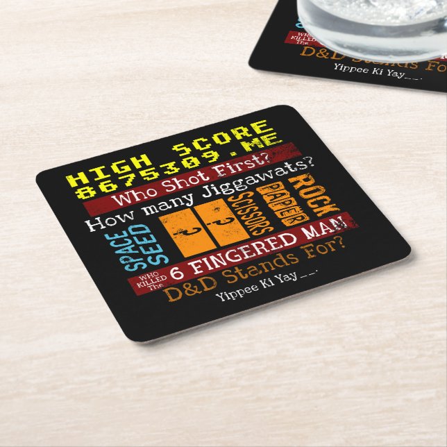 Ice Breaker Trivia questions Conversation Starter  Square Paper Coaster (Angled)