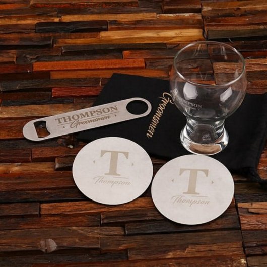 Ice Bucket & Bottle Opener w/ Cool Steel Coasters (Front)