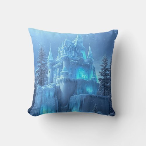 Ice Castle of Frozen Dreams Throw Pillow