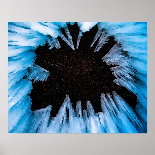 Ice Cave  Starry Beautiful Blue Crystal Icicle Poster