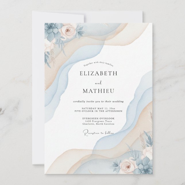 Ice Champagne Petal Wedding Invitation (Front)