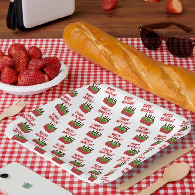 Ice Chest Beer Cooler Happy Holidays Paper Plates (Picnic)