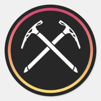 Ice Climbing - Crossed Ice Axes Classic Round Sticker