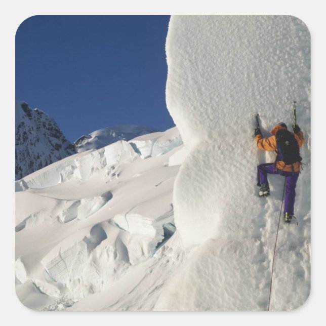 Ice climbing on the Tasman Glacier below Mount Square Sticker (Front)