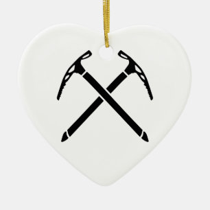 Ice climbing picks axe ceramic ornament
