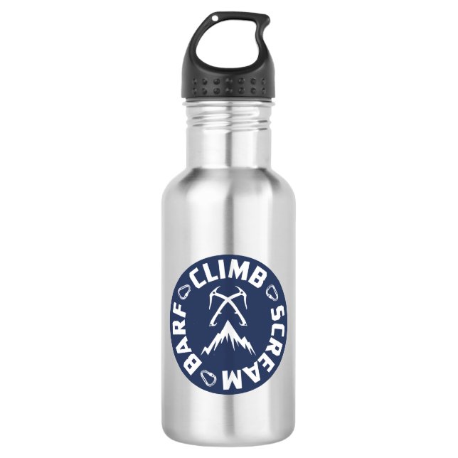 Ice Climbing Scream And Barf Stainless Steel Water Bottle (Front)