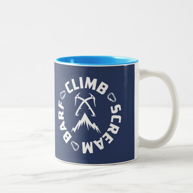 Ice Climbing Scream And Barf Two-Tone Coffee Mug (Right)