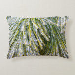Ice Coated Pine Needles Winter Botanical Accent Pillow