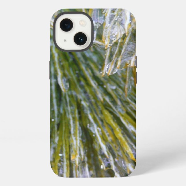 Ice Coated Pine Needles Winter Botanical Iphone Case (Back)