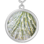 Ice Coated Pine Needles Winter Botanical Silver Plated Necklace