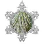 Ice Coated Pine Needles Winter Botanical Snowflake Pewter Christmas Ornament