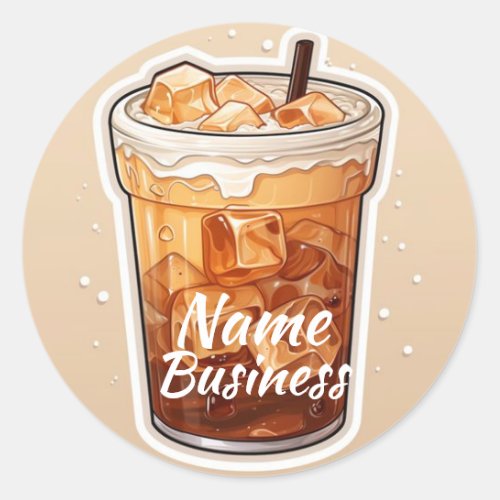 Ice Coffee Shop Cafe Business Classic Round Sticker