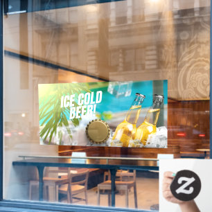 Ice Cold Beer Convenience Store Gas Station Front Window Cling