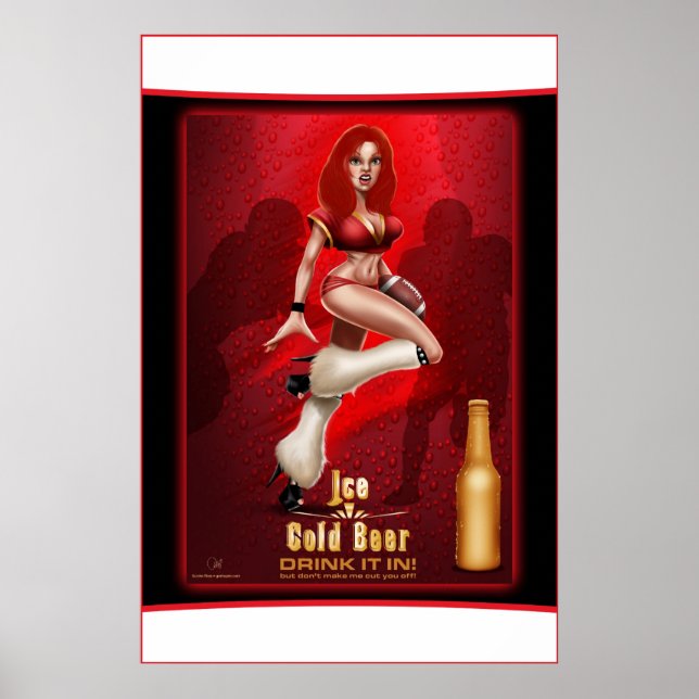 Ice Cold Beer Football Pinup Girl Poster (Front)