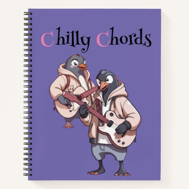 Ice Cold Groove: Rockin' Penguin Duo Notebook (Front)