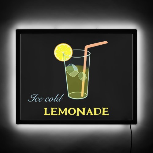Ice Cold Lemonade Glass on Black LED Sign