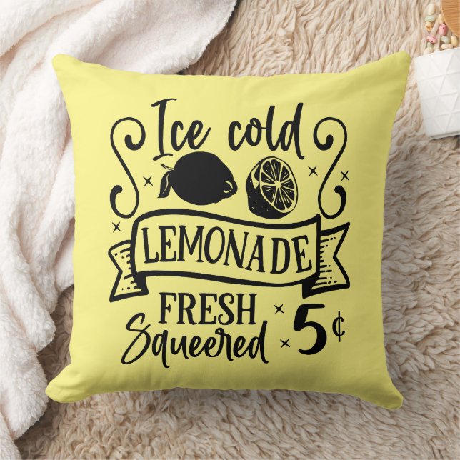 Ice Cold Lemonade Throw Pillow (Blanket)