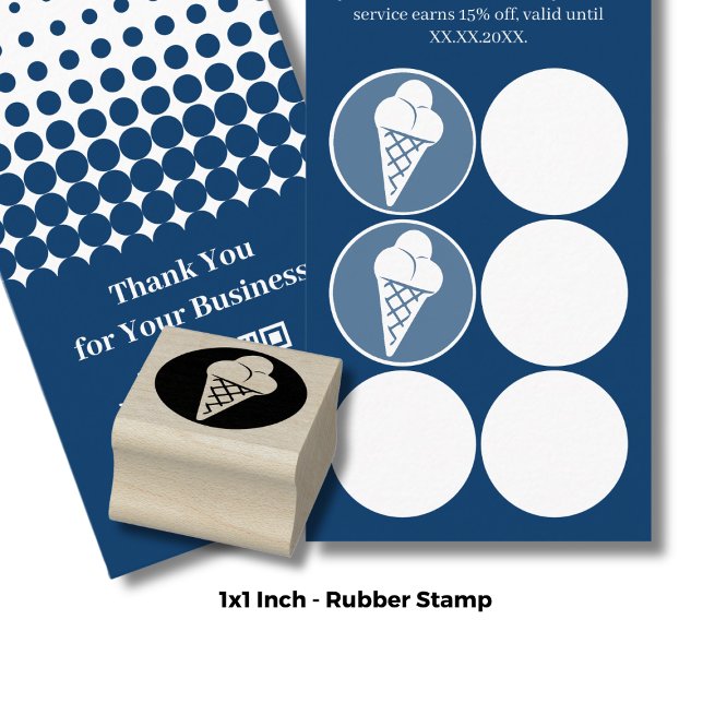 Ice Cone – 1" Inch Loyalty Card Rubber Stamp (Ice Cone – 1" Inch Loyalty Card Rubber Stamp)