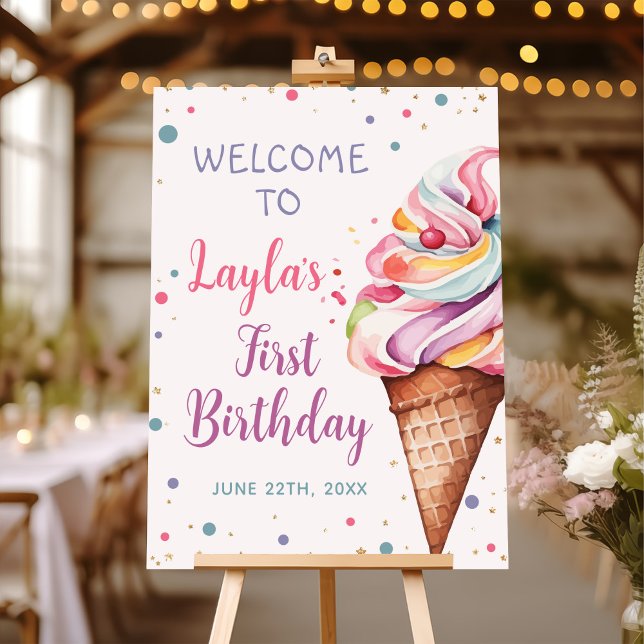 Ice Cream 1st Birthday Party Foam Board (Creator Uploaded)