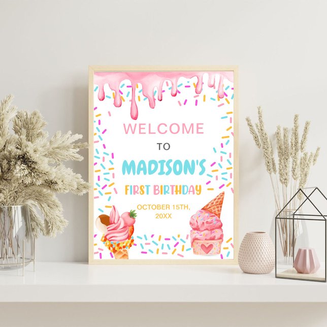 Ice Cream 1st Birthday Party Foam Board (Creator Uploaded)