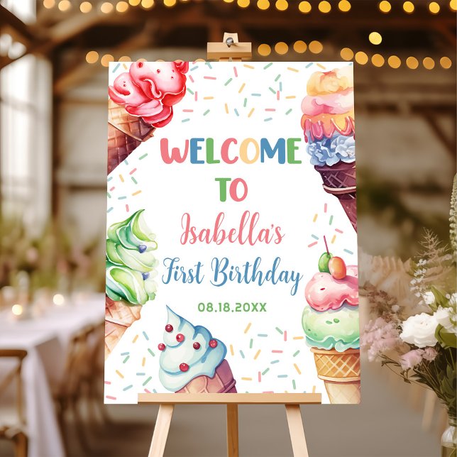 Ice Cream 1st Birthday Party Foam Board (Creator Uploaded)