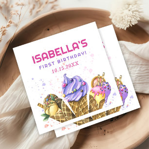 Ice Cream 1st Birthday Party Napkins