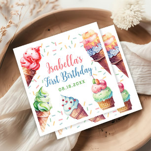 Ice Cream 1st Birthday Party Napkins