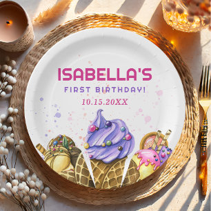 Ice Cream 1st Birthday Party Paper Plates