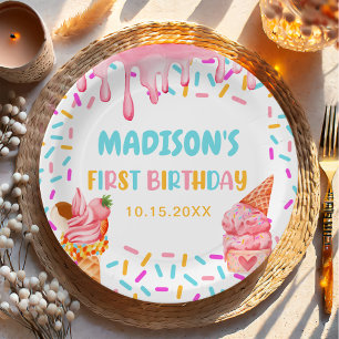 Ice Cream 1st Birthday Party Paper Plates