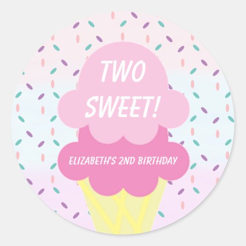 Ice Cream 2nd Birthday Classic Round Sticker