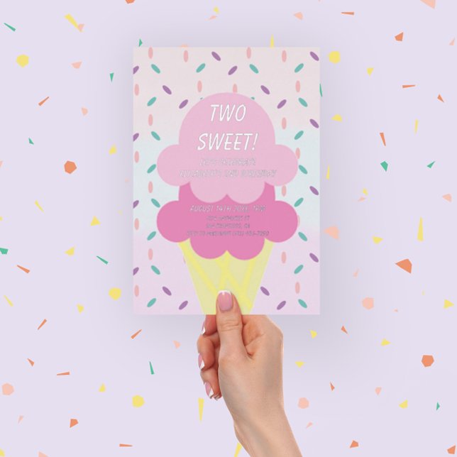 Ice Cream 2nd Birthday Foil Invitation (Creator Uploaded)