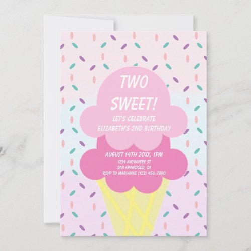 Ice Cream 2nd Birthday Invitation