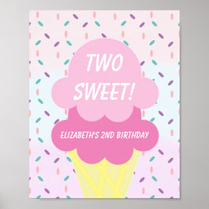 Ice Cream 2nd Birthday Poster
