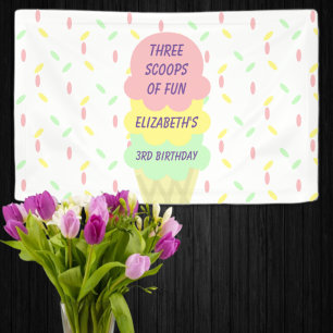 Ice Cream 3rd Birthday Banner