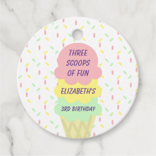 Ice Cream 3rd Birthday Favor Tags