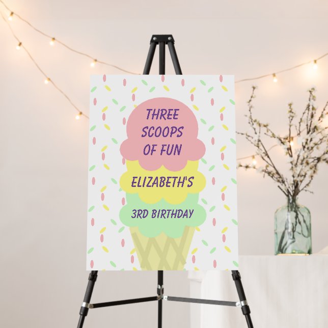 Ice Cream 3rd Birthday Foam Board (In Situ (Stand))