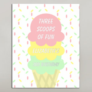 Ice Cream 3rd Birthday Foil Prints