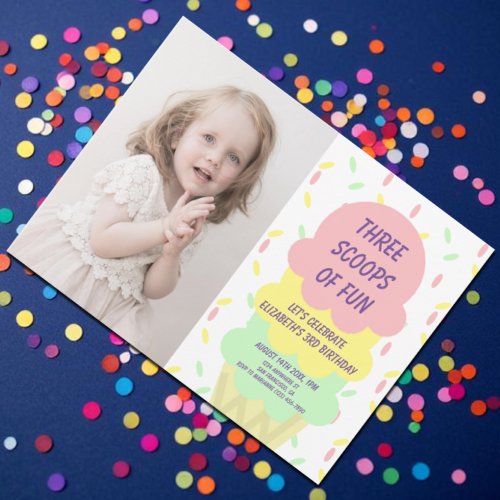 Ice Cream 3rd Birthday Invitation