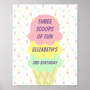 Ice Cream 3rd Birthday Poster