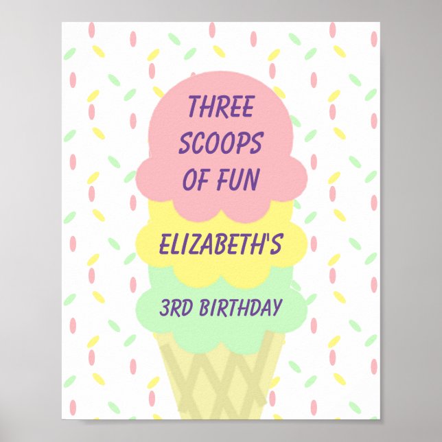 Ice Cream 3rd Birthday Poster (Front)