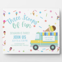 Ice Cream 3RD Third Birthday Sibling Triplets Sign