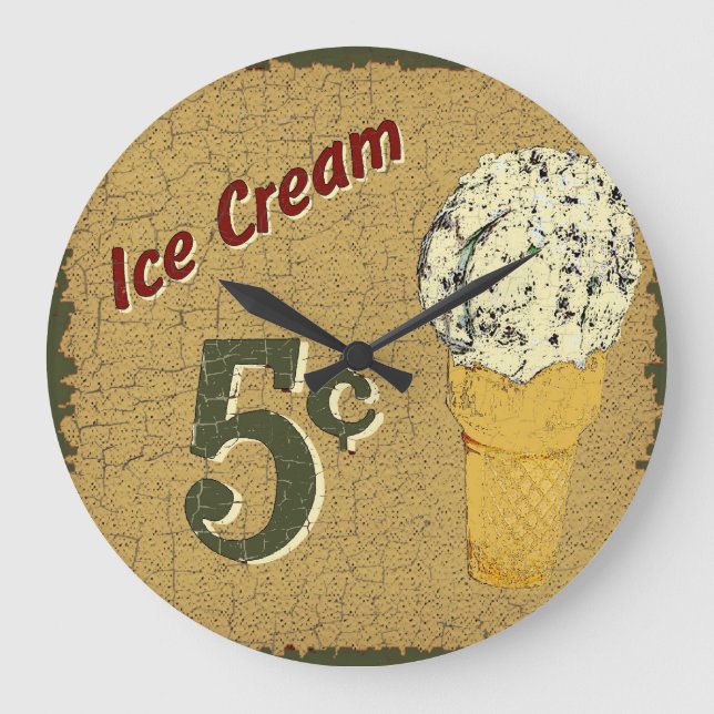 Ice Cream 5 cents Large Clock (Front)