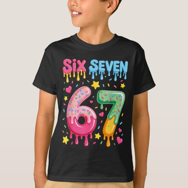 Ice Cream 67 Meme Funny Six Seven Gen Alpha Slang  T-Shirt (Front)