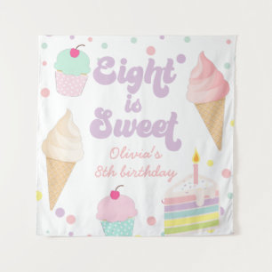 Ice Cream and Cake Eight is Sweet 8th Birthday Tapestry