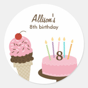 Ice Cream and Cake Favor Sticker or Envelope Seal