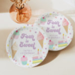 Ice Cream and Cake Four is Sweet 4th Birthday Paper Plates<br><div class="desc">Four is Sweet! Ice Cream,  Sprinkles and cake 4th birthday party plates.</div>