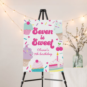 Ice Cream and Cake Seven is Sweet 7th Birthday Foam Board