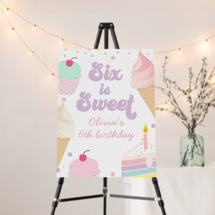 Ice Cream and Cake Six is Sweet 6th Birthday Foam Board