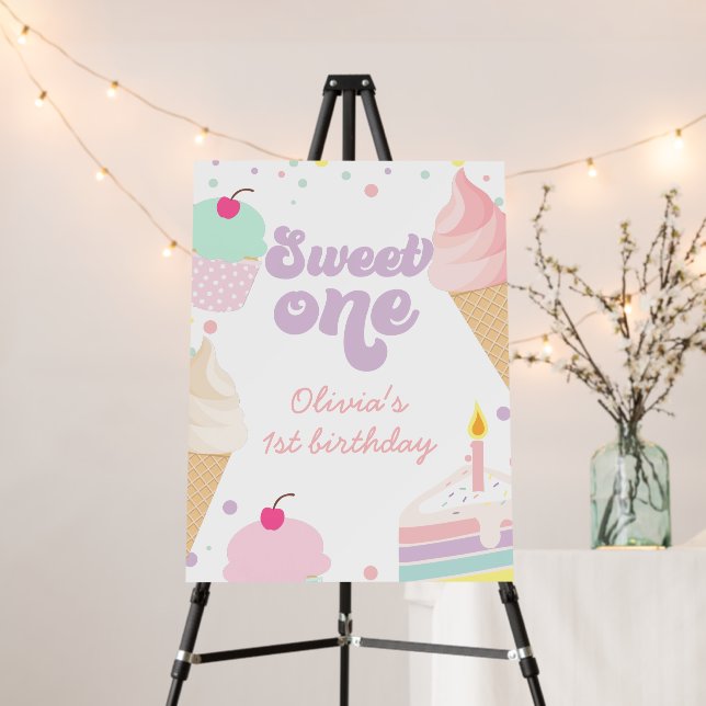 Ice Cream and Cake Sweet One 1st Birthday Foam Board (In Situ (Stand))